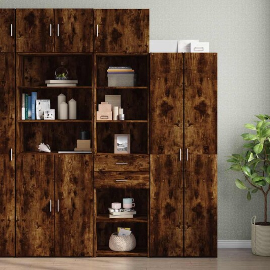 Smalt oppbevaringsskap røkt eik 50x42,5x225 cm konstruert tre 8721102654015