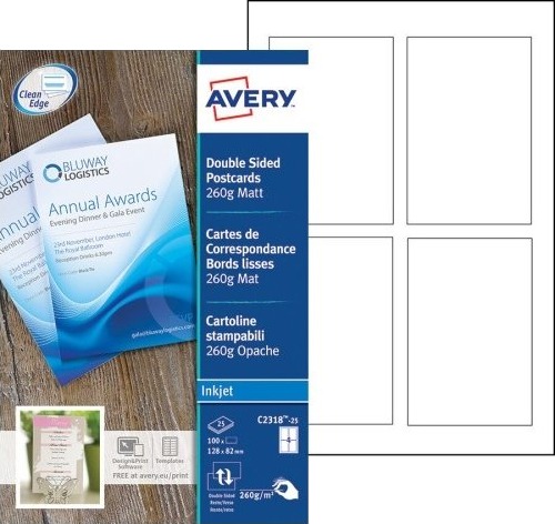 Avery C2318 25I Inkjet Utskrift A4 210X297 Mm Matt 25 Ark 260 G/M² Hvit Avery C2318 25I Inkjet Utskrift A4 210X297 Mm Matt 25 Ark 260 G/M² Hvit