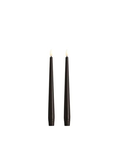 Moods & More LED taper candle   Slim   Charcoal   23x250 mm   2 pcs