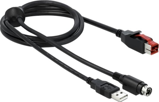 Delock Strømforsynt Usb Kabel Usb Pluspower 24 V Hann Til Usb Power Mini Din Hann 24 V 3 M Svart