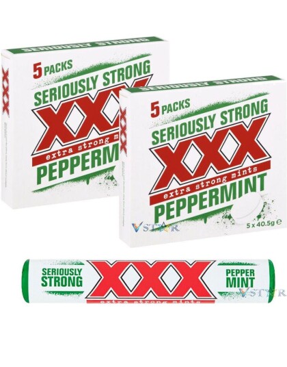 5 Pack Seriously Strong Peppermint Sukkertøy/Pastiller med Sterk Peppermyntesmak 202,5 gram