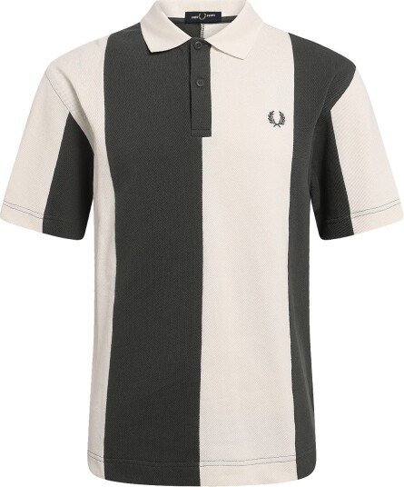 Fred Perry Cut And Sew Panelled Polo Shir Cream XL