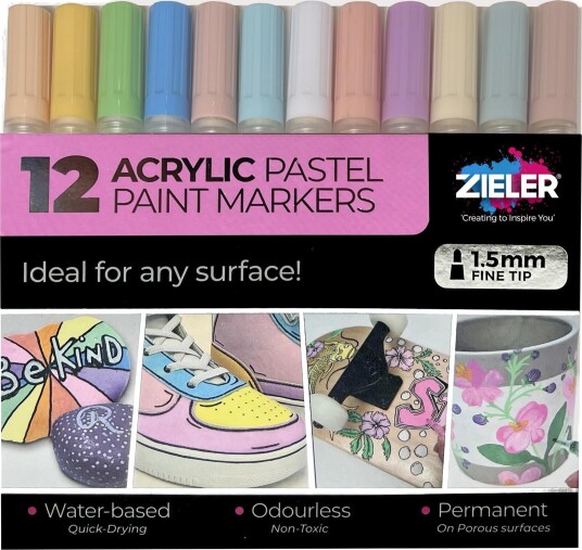 Zieler Pastell Fine Akrylmaling Tusjer 12 Farger