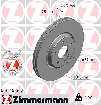 Bremseskive ZIMMERMANN 400.1436.20
