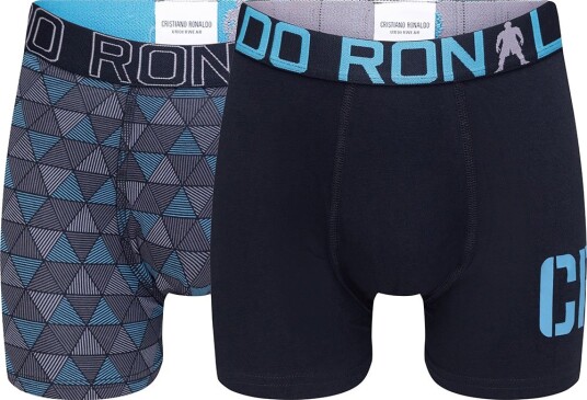 Ronaldo Boxershorts   2 pack   Svart/Turkis m. Trykk   JBS   7 9 år 122 134   Boxershorts Marineblå
