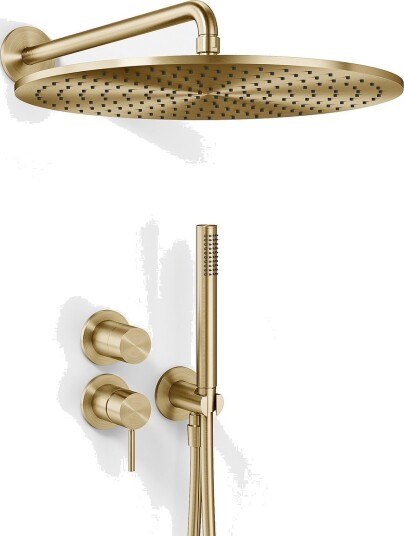 Semplice SBR901 S13 Rain Deluxe Ø40 Vegg PVD Børstet Messing Dusjsett