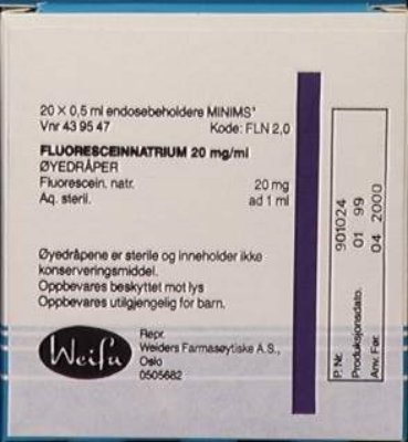 Fluoresceinna Minim øyedråper 20mg Fluoresceinna Minim øyedråper 20mg