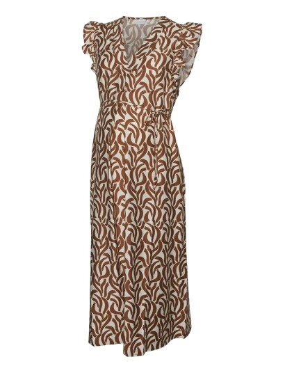Mamalicious Mlgloria Cap Wo Midi Dress   Brown   XS