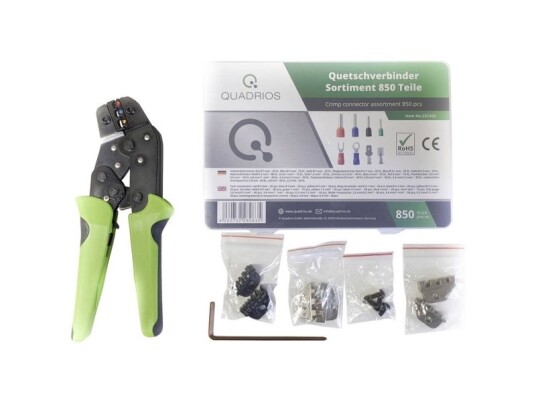 Quadrios 22T014 22T014 Crimptænger-Sæt Kabelsko, Fladstikmuffer, Solcelle-Stikforbindelse 0.25 Til 6 Mm²