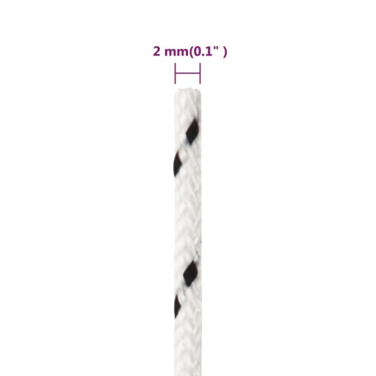  Flettet båttau hvit 2 mmx250 m polyester