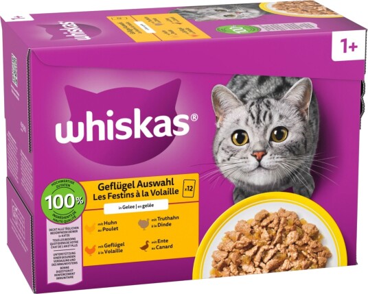 Whiskas Våtfôr Adult Megapakke 1+ Porsjonsposer Fjærkreutvalg I Gelé 24 X 85 G 24X85 G Whiskas Våtfôr Adult Megapakke 1+ Porsjonsposer Fjærkreutvalg I Gelé 24 X 85 G 24X85 G