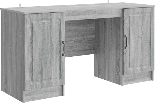 vidaXL Skrivebord med dør Grå sonoma 142,5 x 50 x 75 cm Konstruert tre