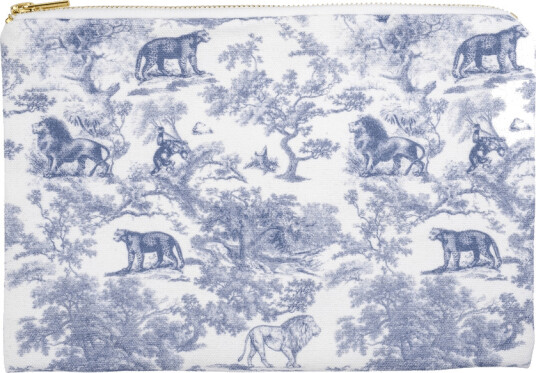 DARK Canvas Pouch Country Blue Savannah Pattern
