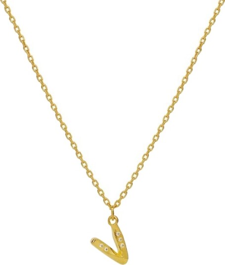 Alphabet Necklace V Forgylt Sølv Sterling 925 40 42.5 45 cm Alphabet Necklace V Forgylt Sølv Sterling 925 40 42.5 45 cm