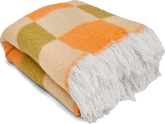 Tepper   Ullmixpledd   Audrey Check beige/gul/oransje Størrelse: 130 x 170 cm