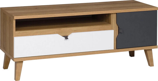 Vintra TV-benk 120 cm - Hvit/Grå/Tre
