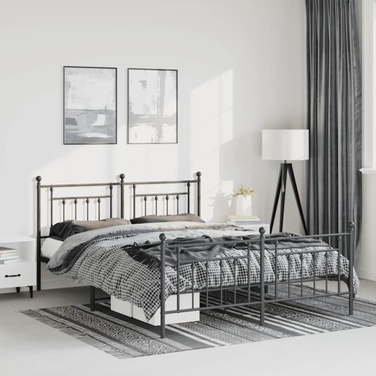 vidaXL Sengeramme i metall med hode- og fotgavl svart 150x200 cm 8720845883379 vidaXL Sengeramme i metall med hode- og fotgavl svart 150x200 cm 8720845883379