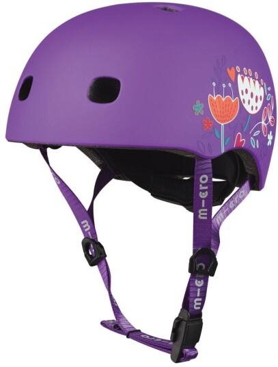 Micro Sykkelhjelm, Floral Purple, S