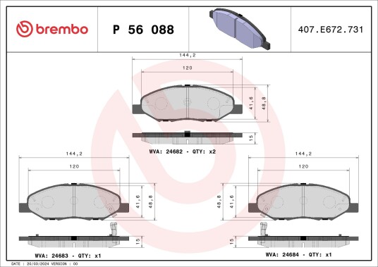 Bremseklosser BREMBO P 56 088