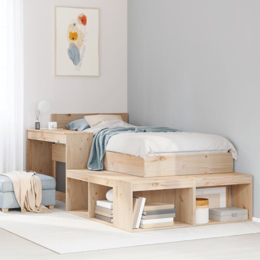 Nattbord med skrivebord 222x107x75 cm heltre furu
