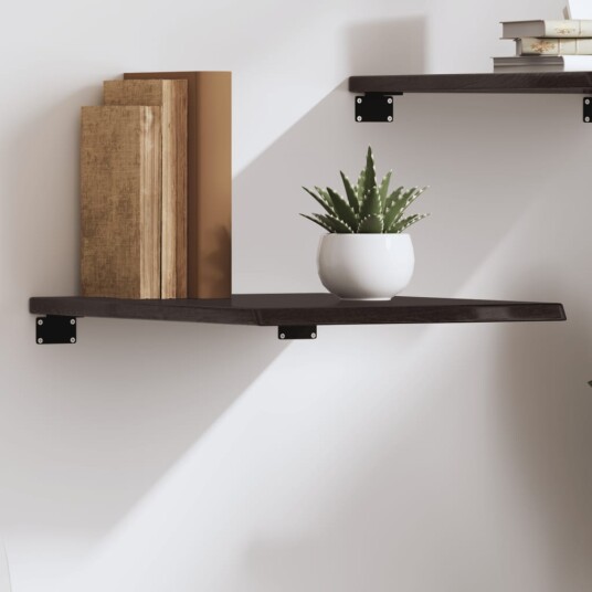 vidaXL Vegghylle m?rkegr? 40x50x2 cm behandlet heltre eik