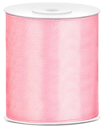 PartyDeco Satengbånd Lyserosa - 100 mm x 25 PartyDeco Satengbånd Lyserosa - 100 mm x 25