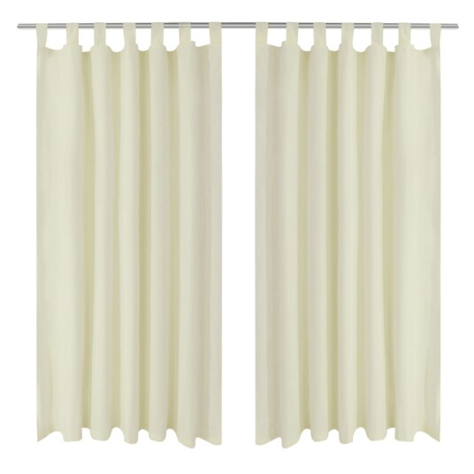 vidaXL 2stk Krem Micro-Sateng Gardiner med Sløyfer 140 x 175 cm
