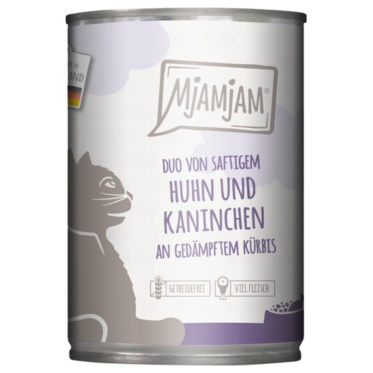 Mjamjam Økonomipakning Duo 24 X 400 G Saftig Kylling Og Kanin Med Dampet Gresskar