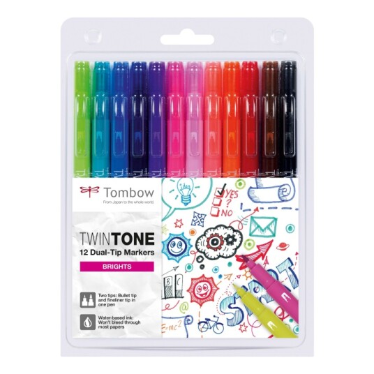 Tombow TwinTone Marker Bright 12-pakke