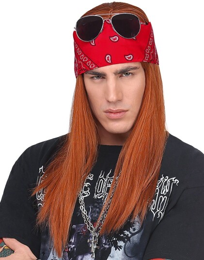 Brun Axel Parykk med Bandana og Briller Brun Axel Parykk med Bandana og Briller