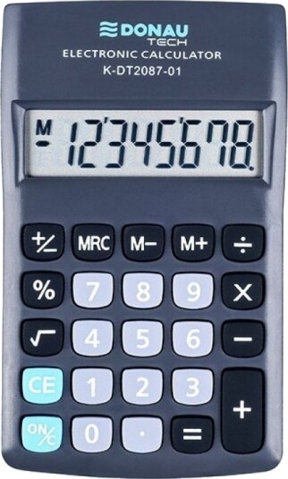 Donau-Kalkulator Donau Tech Lommekalkulator, 8-Sifret. Display, Dimensjoner 180X90x19 Mm, Sort