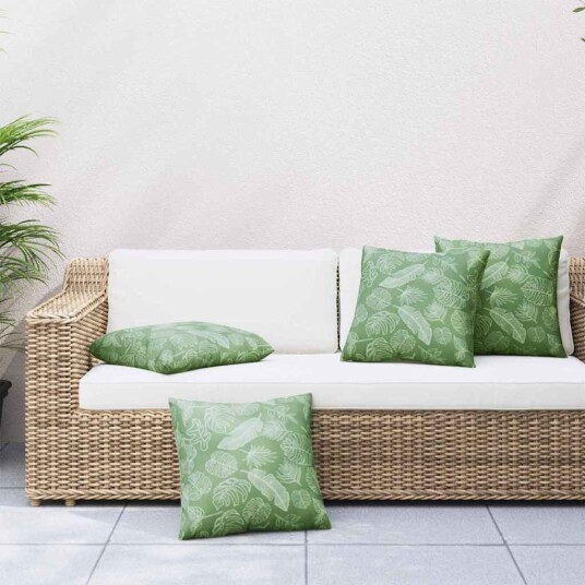 Scatter Puter Blad 4 pcs Blad mønster 50 x 50 cm Polyesterstoff