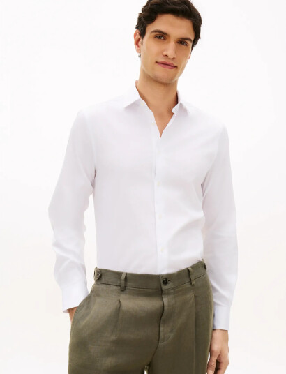 Tommy Hilfiger Dc Flex Collar Solid Shirt White R/44 Tommy Hilfiger Dc Flex Collar Solid Shirt White R/44