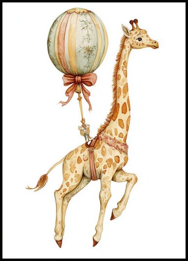 Giraffe and Balloon Plakat Plakat / 30x40cm
