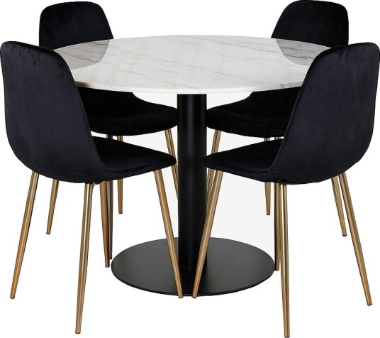 Venture Home Spisegruppe Estelle med 4 stk. spisestoler Polar Hvit Venture Home Spisegruppe Estelle med 4 stk. spisestoler Polar Hvit