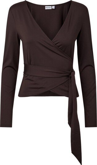 Pieces Pcester Ls Wrap Top Mwa Jrs Brown XS Pieces Pcester Ls Wrap Top Mwa Jrs Brown XS