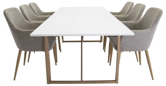 Venture Design Palace & Comfort spisegruppe Grå/hvit 6 stoler & bord 240 x 100 cm