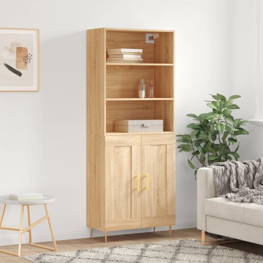 vidaXL Highboard sonoma eik 69,5x34x180 cm konstruert tre 8720845933111
