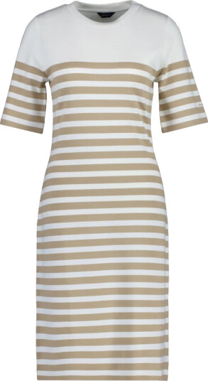 GANT Striped Ss T-Shirt Dress Dark Khaki S