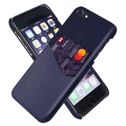 INCOVER iPhone SE (2022 / 2020) / 8 / 7 Kunstskinn Bakdeksel Med Kortlommer - Blå