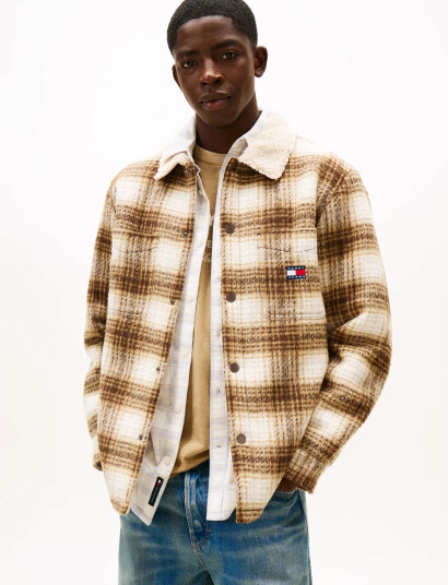 Tommy Jeans Tjm Check Teddy Overshirt Ext - Brown - XL Tommy Jeans Tjm Check Teddy Overshirt Ext - Brown - XL