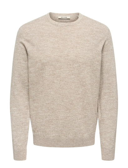 ONLY & SONS Onstim Reg Ls Linen Crew Knit Noos Beige S