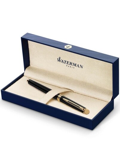 Waterman Hémisphère Fountain Pen Gloss Svart with 23k Gull Trim Medium Nib Blå Ink Gift Box Waterman Hémisphère Fountain Pen Gloss Svart with 23k Gull Trim Medium Nib Blå Ink Gift Box