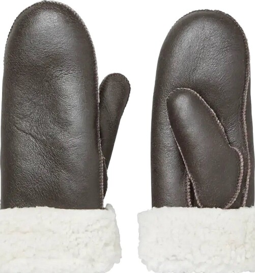Becksöndergaard Doa Smooth Shearling Mitten   DARK CHOCOLATE   7