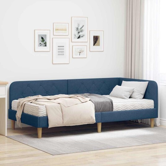 Hjørnesengramme Blå 100 x 200 cm stoff