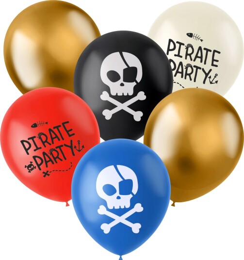 Folat Ballonger Pirat Happy Birthday 6-pakning 27474