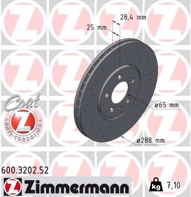Bremseskive ZIMMERMANN 600.3202.52