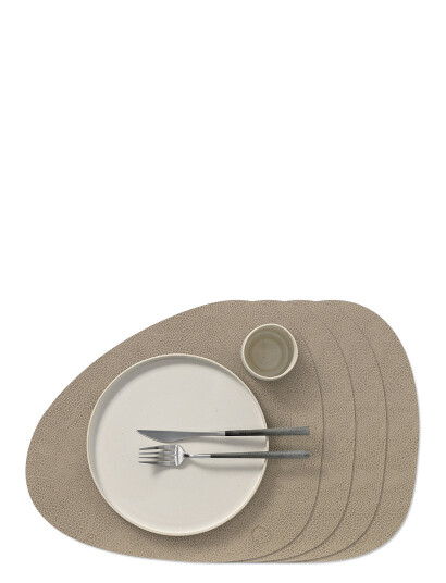 LIND DNA 4-Set Dækkeserviet Curve L Hippo - Grey - 37X44CM