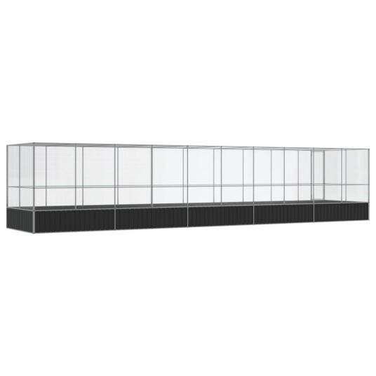 Voliere Med Forlengelse Sølv 1039X207X212 cm Stål