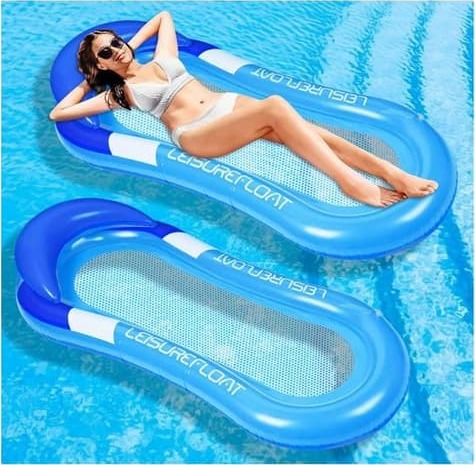 2025 Ny oppblåsbar bassengmadrass 160x90cm bassengflåte med nett flytende luftmadrass for voksne og barn [YJD]